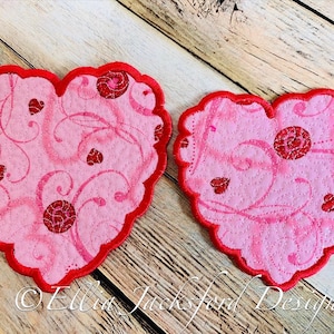 ITH No Sew Heart Coaster Embroidery Design 2 SIZES