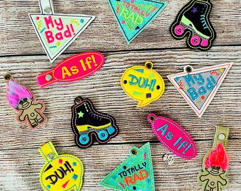 80s Themed Keyfob Embroidery Design BUNDLE