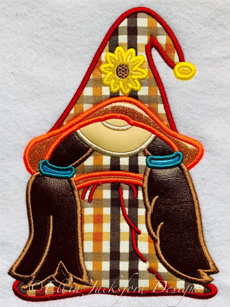 Fall girl gnome applique embroidery design 2 sizes  etsy