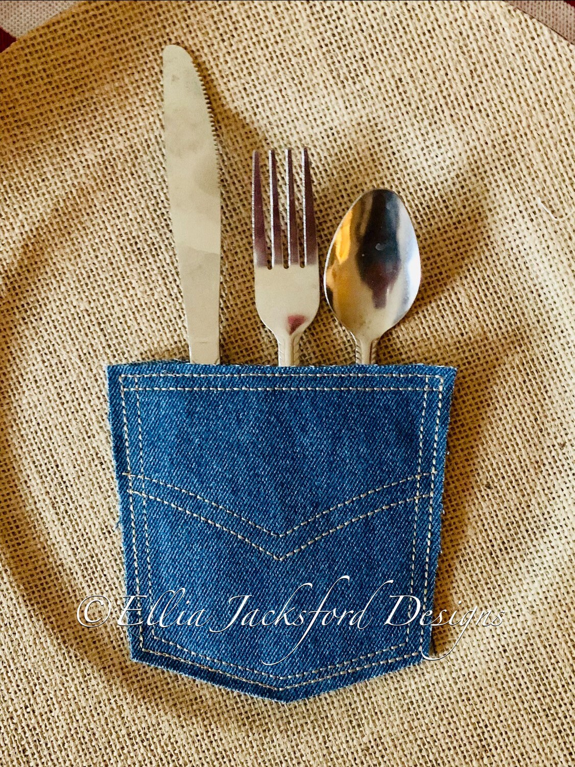 Jean Pocket Silverware Holder Embroidery File Etsy