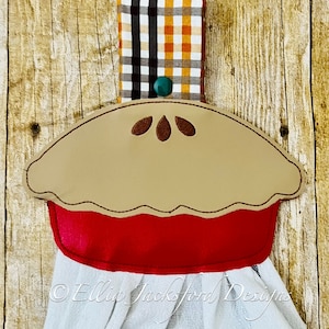 ITH Apple Pie Towel Topper Embroidery Design with FREE Sketch Pie Design Included