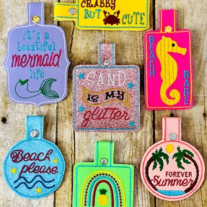 Summer Keyfob Embroidery Design SET OF 7