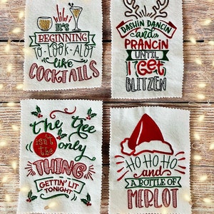 4x4 Christmas Cocktail Embroidery Design BUNDLE