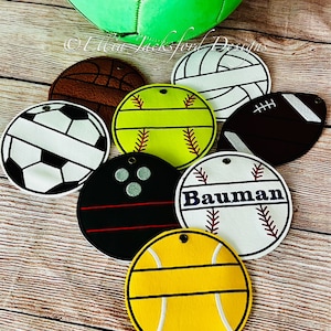 Sport Ball Name Rahmen Bag Tag Embroidery Design BUNDLE