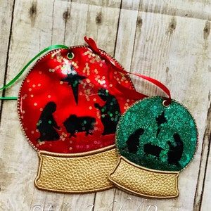 ITH Nativity Scene Snowglobe Ornament Embroidery Design