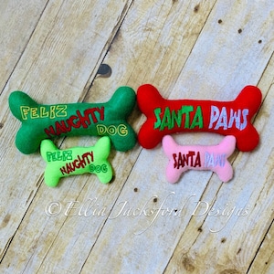 ITH Christmas Dog Bone Embroidery Design 2 FINISHES