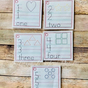 ITH Number Writing Worksheets 1-5 Embroidery Design