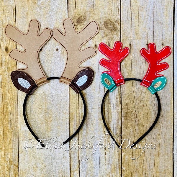 ITH Reindeer Antler and Ear Headband Embroidery Design