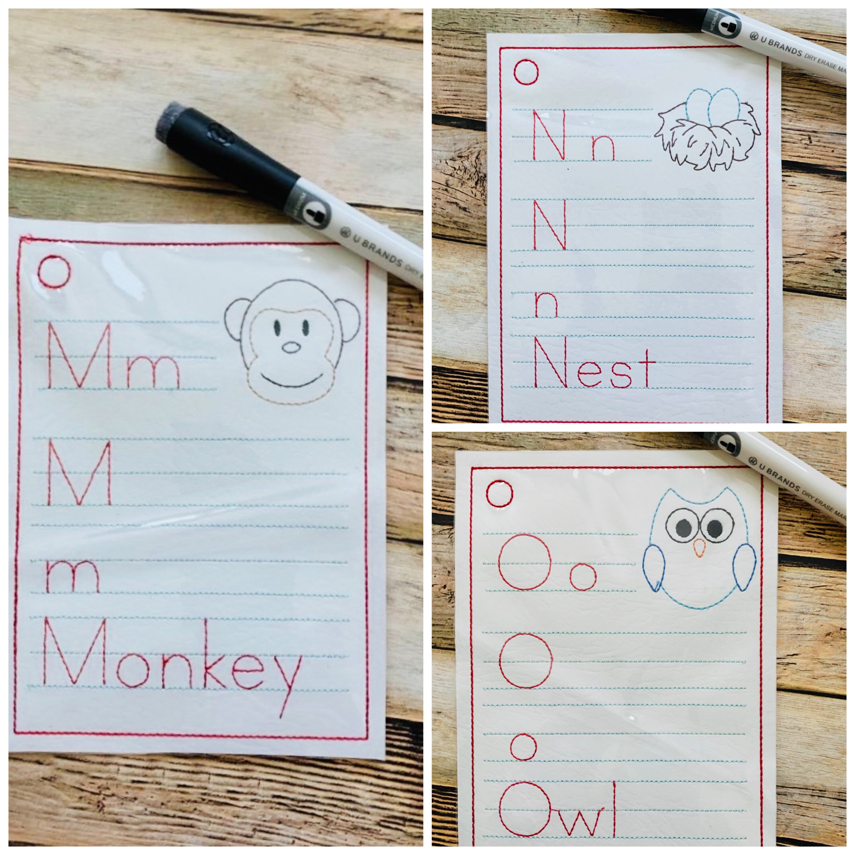 ITH Dry Erase Alphabet Letter Worksheets Embroidery Design Etsy