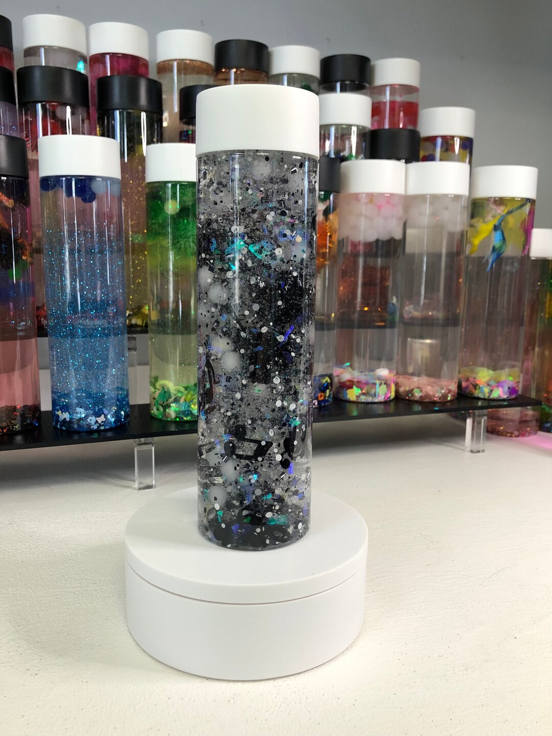 Sensory Bottle SHEET MUSIC, Music Notes, Black & White, Marching Band