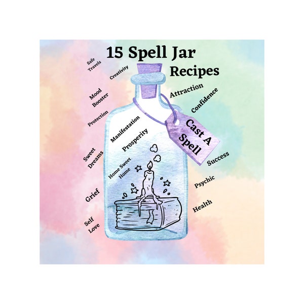 Spell Jar Recipe Download, 15 Spells, Digital Download Only, Wiccan Spells, Magick Spells, Wicca Witchcraft Spells, Grimoire Pages,