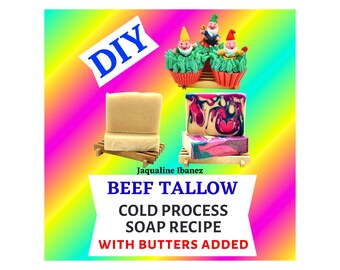 DIY Beef Tallow with Butters Soap Recipe | Tutorial, Cold Process Tallow Soap Recipe, Soap Recipe, Make Your Own Soap | Digital Download