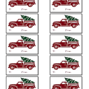 Étiquettes cadeaux - Imprimez et découpez votre propre téléchargement numérique Avery 5163 2x3 Tags/ Truck Farm + Warm Hugs +Joyeuses fêtes pour Noël