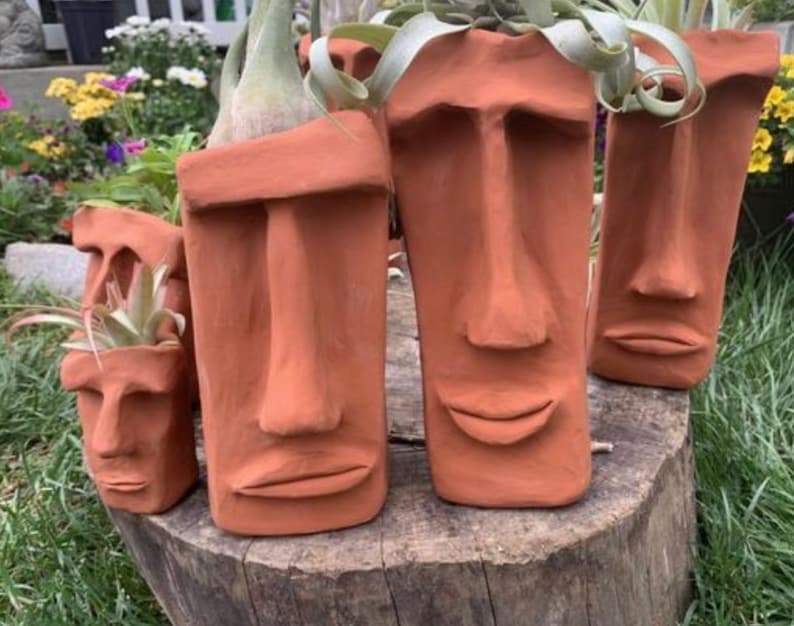 Large Terra Cotta Planter. Indoor or Outdoor. Any expression. Creative, unique one of a kind. Great as gift. Christmas, Holiday Gift. image 5
