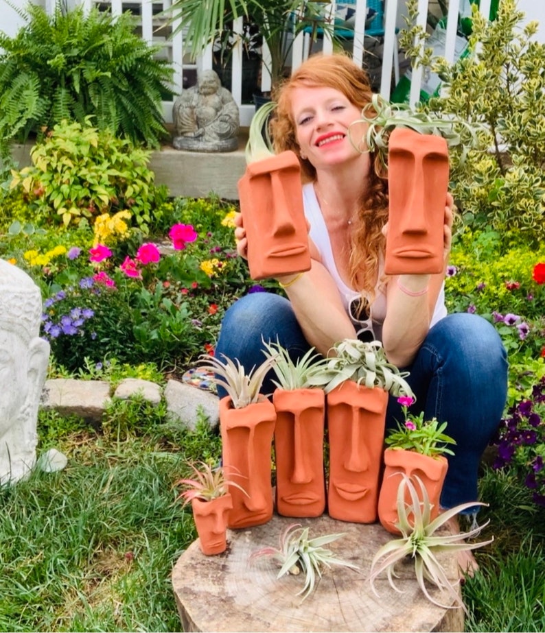 Large Terra Cotta Planter. Indoor or Outdoor. Any expression. Creative, unique one of a kind. Great as gift. Christmas, Holiday Gift. image 10