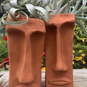 Pair of Potheads! So they don’t get lonely. Any expression/ color. Great creative gift for Christmas. Handmade Clay Pot/planter
