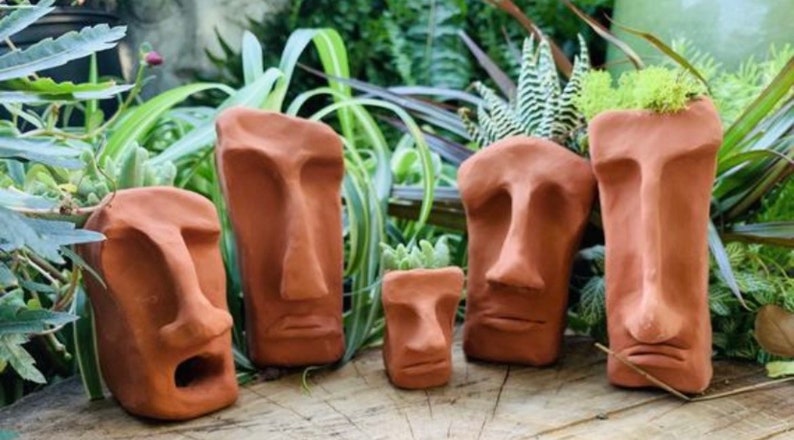 Large Terra Cotta Planter. Indoor or Outdoor. Any expression. Creative, unique one of a kind. Great as gift. Christmas, Holiday Gift. image 1