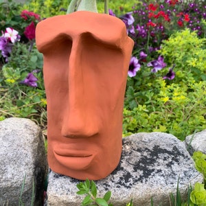 Large Terra Cotta Planter. Indoor or Outdoor. Any expression. Creative, unique one of a kind. Great as gift. Christmas, Holiday Gift. image 2