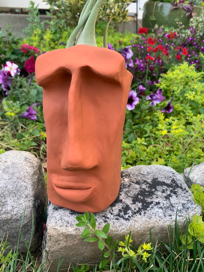 Large Terra Cotta Planter. Indoor or Outdoor. Any expression. Creative, unique one of a kind. Great as gift. Christmas, Holiday Gift. image 2