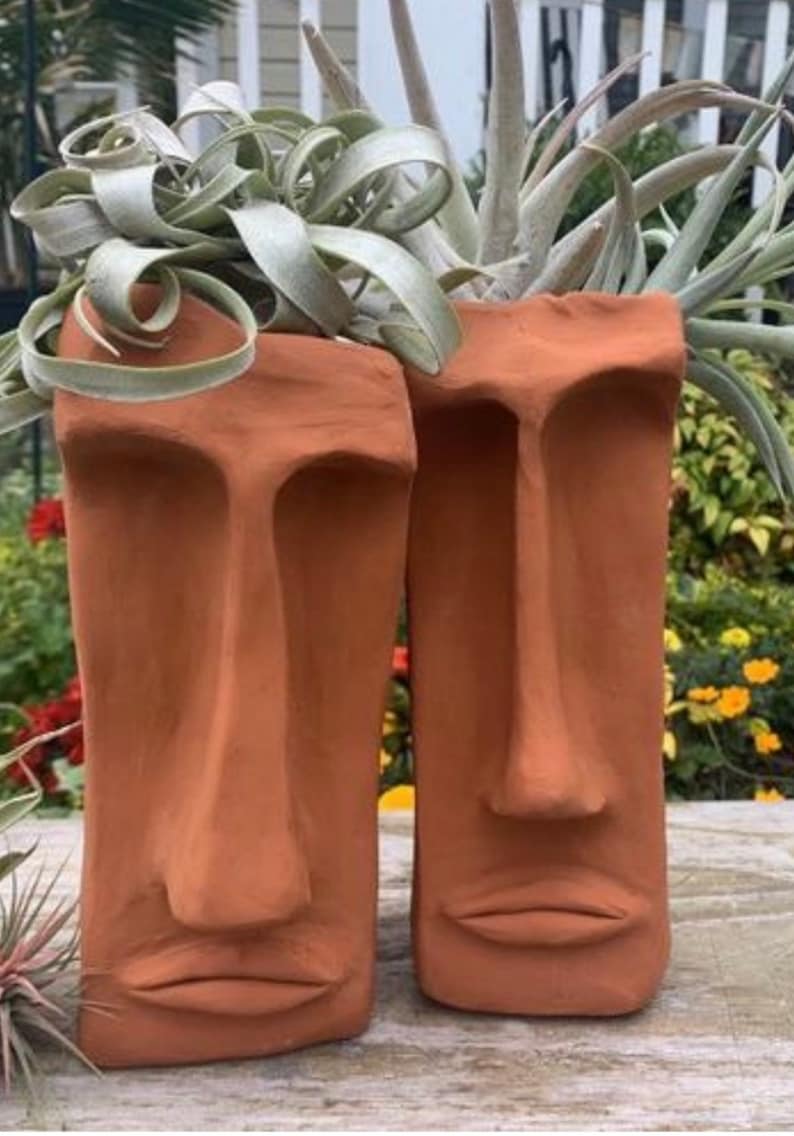 Large Terra Cotta Planter. Indoor or Outdoor. Any expression. Creative, unique one of a kind. Great as gift. Christmas, Holiday Gift. image 8