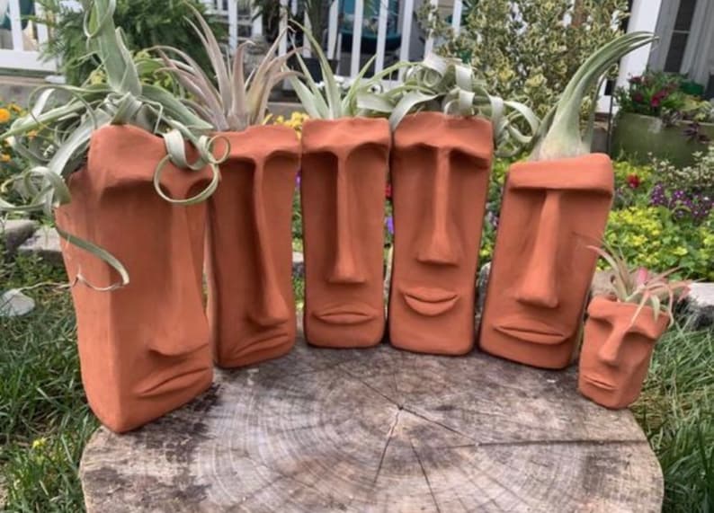 Large Terra Cotta Planter. Indoor or Outdoor. Any expression. Creative, unique one of a kind. Great as gift. Christmas, Holiday Gift. image 4