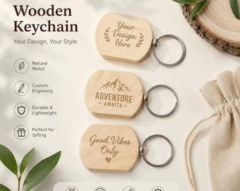 Llavero de madera personalizado con grabado a medida, logotipo, regalo de empresa, nombre, regalo promocional