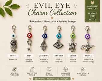 Conjunto de amuletos del mal de ojo, colgantes de llave de tortuga con búho Hamsa para la fabricación de joyas.