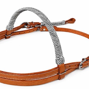 Handmade Western Leather Horse Headstall Bridle with Rawhide Braided Browband