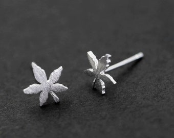 keepsake cannabis earrings. hand painted tiny book earrings Book lovers gift Cute photo Tiny cannabis marijuana weed earrings