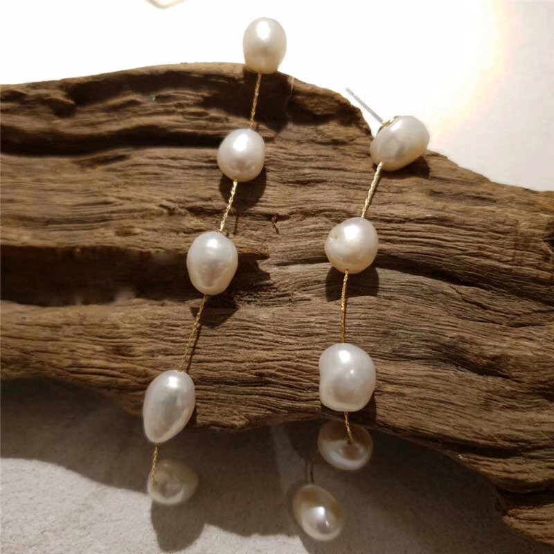 Real freshwater pearl earrings Baroque pearl dangle earrings | Etsy