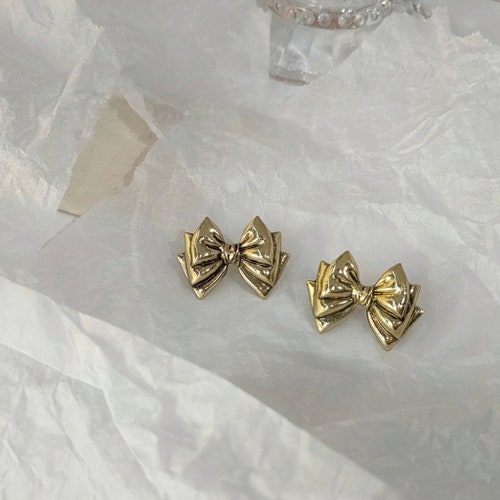 Tiny Bow Stud Earrings Bow Tie Sterling Silver Cute Best - Etsy