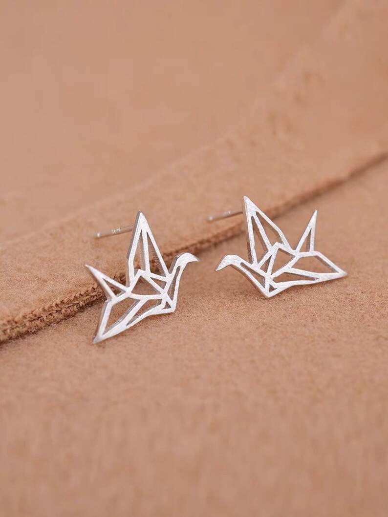 Origami Cranes Swan Earrings Bird Earrings Stud Earrings Etsy