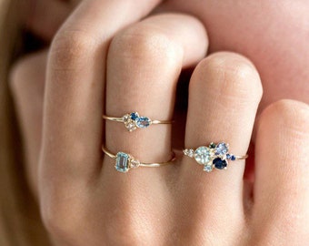Skinny sapphire ring |Boho stacking ring | Minimalist | Tiny sapphire ring