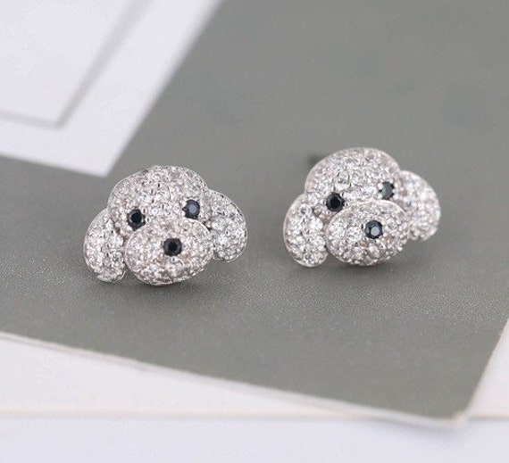 Poodle Dog Stud Earrings Doodle Dog Earrings solid Sterling | Etsy