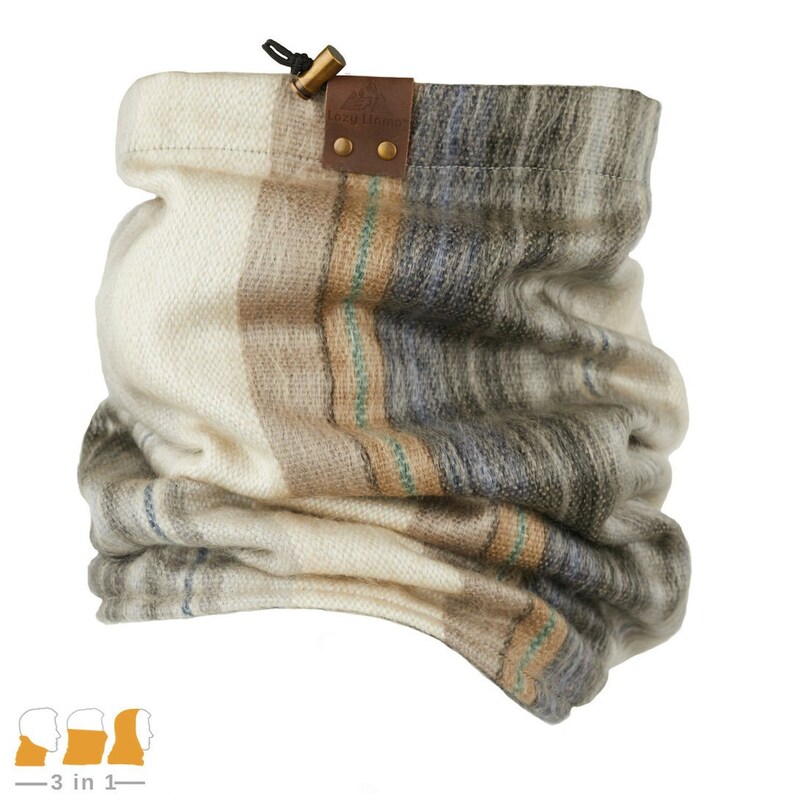 Woven Alpaca & Bamboo Neck Gaiter Scarf Hood Super Soft Warm Breathable