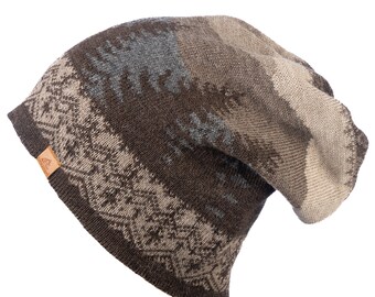 Baby Alpaca Beanie, 100% Baby Alpaca Pine Lake Design Beanie, Versatile Neck Gaiter, Fall Winter Outerwear, Alpaca Cap, Face Mask Gift Idea