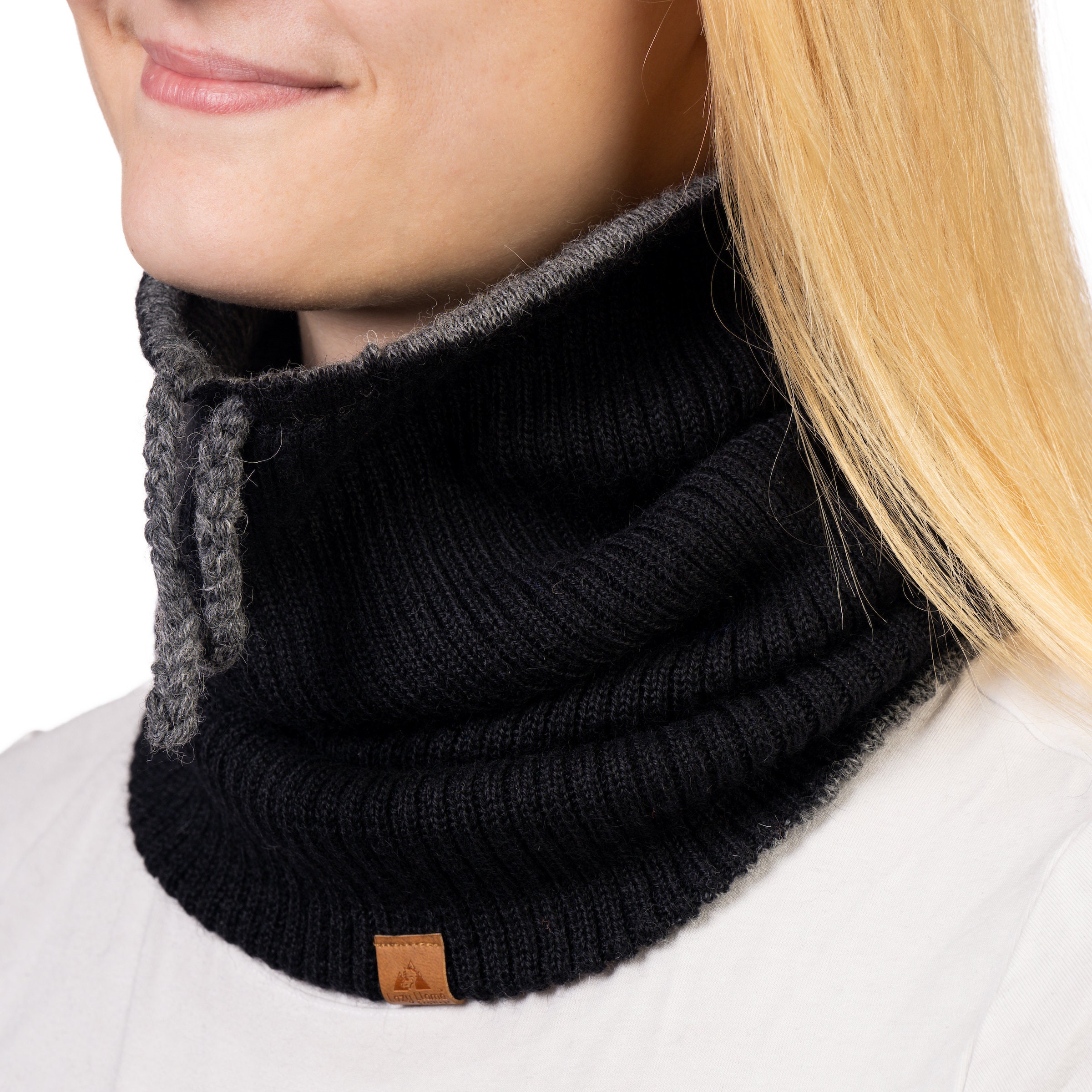 5 in 1 - Knitted Reversible Baby Alpaca Neck Warmer, Beanie Buff Neck ...