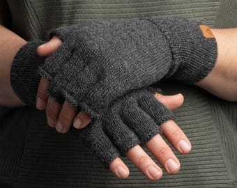 Handmade Baby Alpaca Fingerless Gloves: Unisex Knit Hand Warmers