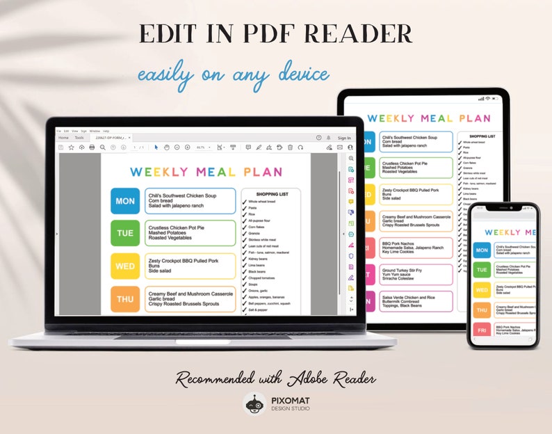 Weekly Meal Plan Template - Family Meal Planner you can edit on any device, recommended Adobe Reader to open the files