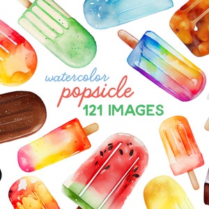 Watercolor Popsicle Clipart - Sweet Summer Desert Image Set
