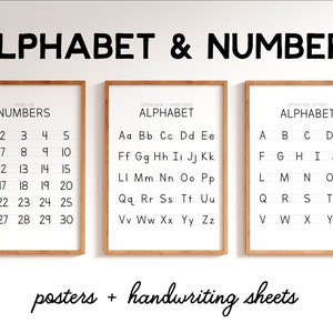 Alphabet Poster Neat Handwriting Classroom ABC 123 Upper/Lowercase Letters Numbers Educational Printable PDF Blank Paper Worksheet