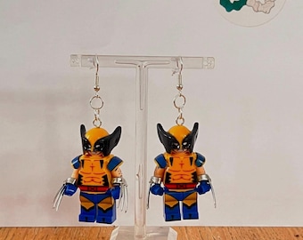 Orecchini pendenti Wolverine compatibili con LEGO Ryan Reynolds Hugh Jackman Deadpool Movie X-Men