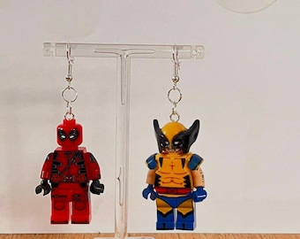 Orecchini pendenti Deadpool e Wolverine compatibili con LEGO Ryan Reynolds Hugh Jackman Deadpool Movie