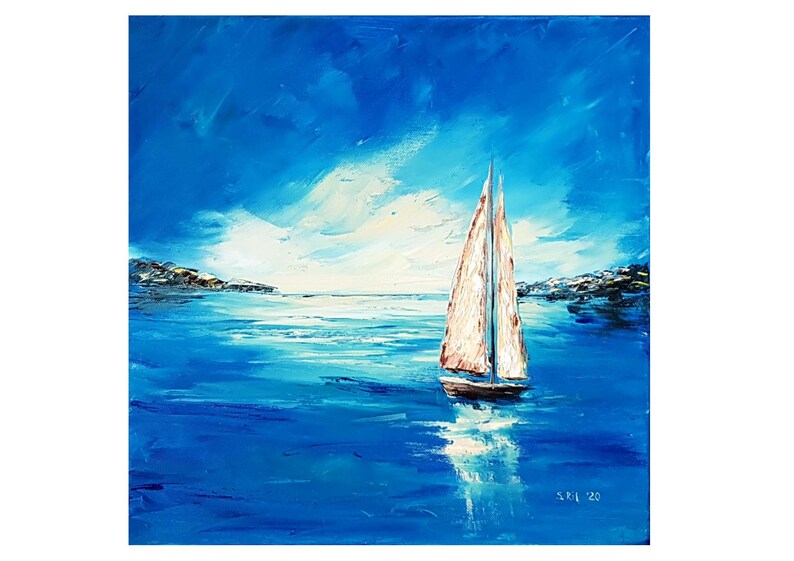 Sailboat Wall Art Landscape Painting On Canvas Original - Sailboat Wall Artwork Sailboat Wall Art Landscape Painting On Canvas Original - Sailboat Wall Artwork