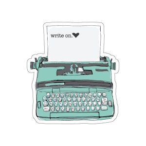 Write On Typewriter Sticker,Decal For Writers,Vinyl Writing Sticker,Cute Gift for Writer,Typewriter Decal,Journalist Gift,Water Bottle Decal