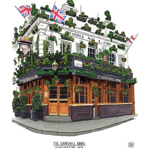 The Churchill Arms Kensington Illustration Print