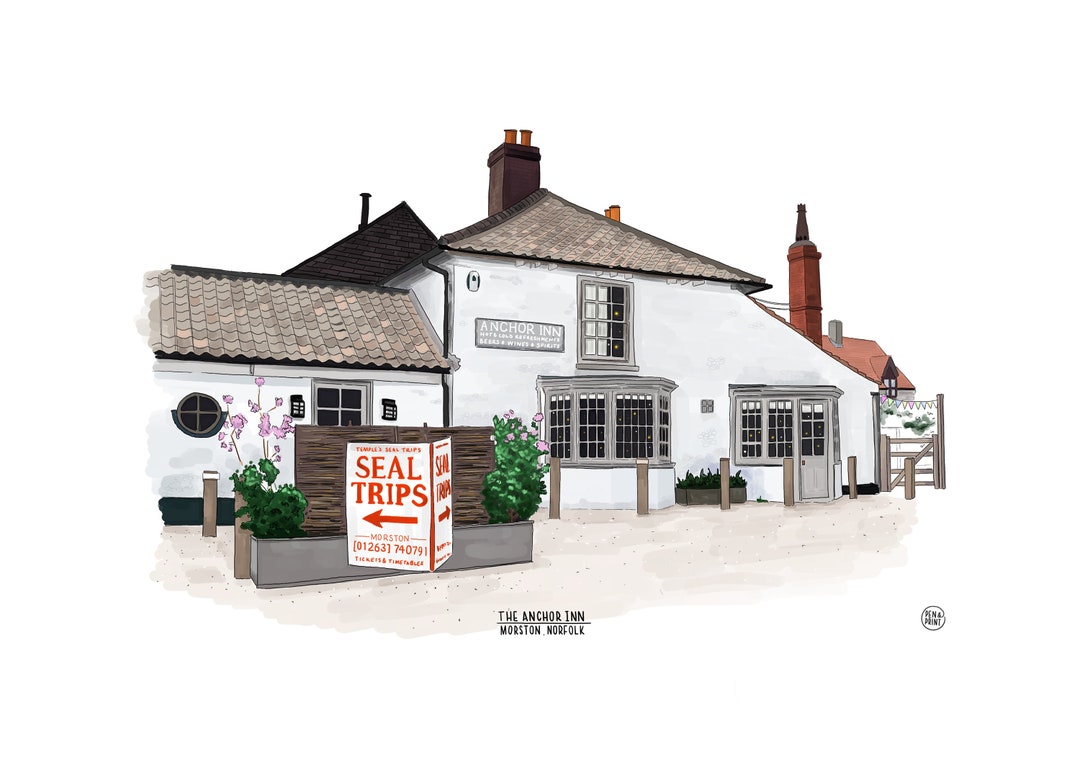 The Anchor Inn Morston Illustration Print Etsy