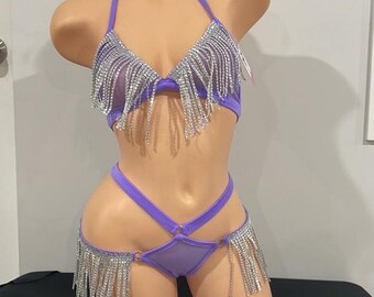 Stripperinnen Outfits Netzstoff mit Fransen