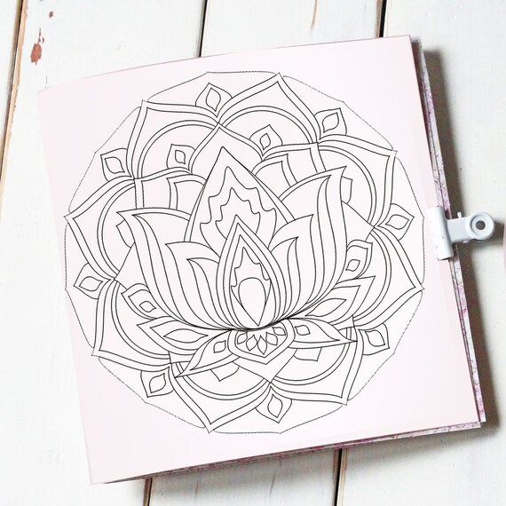 Lotus Mandala coloring page adult coloring page floral | Etsy