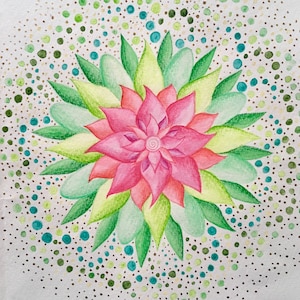 Watercolor Mandala &quot;Sparkling&quot; - Gorgeous Mandala Painting, Hand Painted, Mandala Picture, Mandala Drawing, Aqarell Painting, Wall Decor